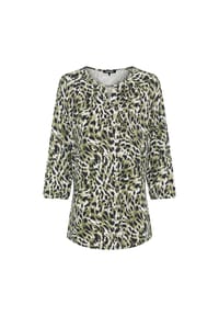 olsen - Shirt mit Allover-Dessin und Tunikaausschnitt - Moss Green