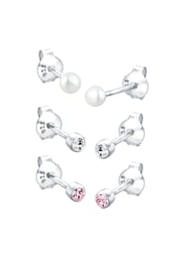 elli. - Ohrringe Kugel Perle Set 925 Silber, Mit Kristallen Von Swarovski® - Silber