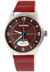 RAPTOR Raptor - Herren Quarz Armbanduhr Falkor mit Lederarmband - 5 ATM - Mineralglas - blau-schwarz-silber