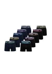 JACK & JONES - Herren Boxer Shorts, 10er Pack - JACLIMES SOLID TRUNKS 10 PACK, Baumwoll-Stretch, Logo - Schwarz