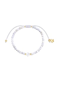 GLANZSTÜCKE MÜNCHEN - Armband Edelstahl gelbgold Textil (weiß) Muschelkernperle weiß - gelbgold