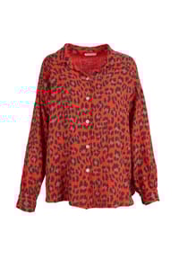Seasons of April - Bluse LEO QUEEN MUSSELIN OVERSIZED Damen Musselinbluse aus 100% Baumwolle, Leoparden Muster - Beige