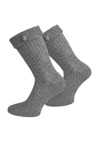 normani® - Trachtensocken mit Edelweiß-Pin - Grau