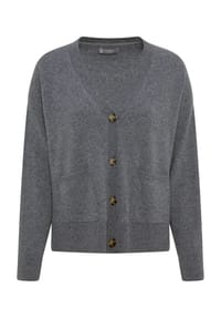 GALERIA - Cashmere Cardigan "Lille", V-Ausschnitt, aufgesetzte Taschen, für Damen - ANTHRA MELANGE