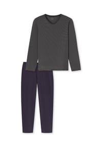 SCHIESSER - Schlafanzug Long Life Soft, V-Ausschnitt, für Herren - 207 GRAPHIT