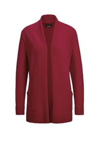 GOLDNER - Kurzgröße:  Langarm Cardigan aus Merino - beige / melange