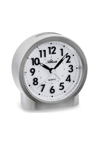 Atlanta by PARAGON - Quarzwecker ohne Ticken mit Licht, akustischem und optischem Wecksignal & Snooze Analog- 2173/19 (Silber/Grau) - Silber/Grau