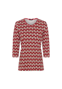 olsen - Shirt mit Allover-Dessin und Rundhalsausschnitt - Sienna Red