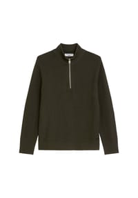 Marc O'Polo DENIM - Herren Troyer-Strickpullover - Knit Pullover, Troyer-Zip, Baumwolle - Dunkelblau