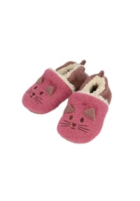 maximo® - Lauflernschuhe Katze Futter, Kunstfell, Anti-Rutsch-Sohle - ash rose/eichel