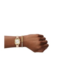 ARMANI EXCHANGE N/A - Armani Exchange Damen-Geschenkset mit drei Zeigern, nackter Lederuhr und Armband, AX7172SET - Gold