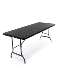 VCM. - Klapptisch | Maße 180x75x70 cm | Partytisch | Gartentisch klappbar | Rattanoptik - Schwarz