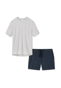 SCHIESSER - Schlafanzug Organic Cotton - Blau gepunktet / Creme