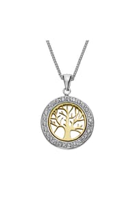 zeeme SILVER - Halskette 925/- Sterling Silber 26 Zirkonia - gelb