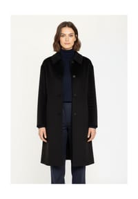 RICANO - Oversized Damen Wollmantel Amalia mit Double Faced Wool, Hemdkragen & abnehmbarem Daunen-Einsatz - Cognac