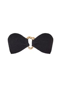 MODA MINX - Bikinioberteil SCRUNCH Irregular Hoop Fixed Bandeau Top mit edlem Schmuckelement - Black