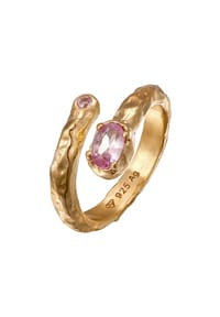 HAZE & GLORY - Ring Synthetischer Saphir Pink 925 Sterling Silber Vergoldet - Gold