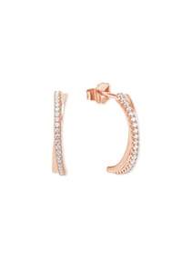 amor - Creolen für Damen, 925 Sterling Silber, Zirkonia synth. - Roségold