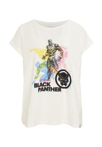 RE:COVERED - T-Shirt Black Panther mit coolem Black Panther-Print - White