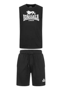 LONSDALE™ - Herren ärmelloses T-Shirt & Shorts Set normale Passform ALLANTON - Black/White