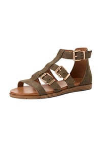 Tamaris - Veloursleder Sandalen - Olive