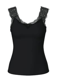 PIECES - Top, V-Ausschnitt, Spitzen-Details, für Damen - 179276 BLACK