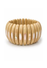 collezione alessandro® - Armband Natur elastisch, aus Holz mit Muscheln - natur