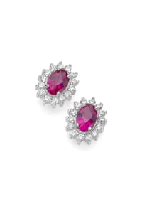SMART JEWEL® - Ohrstecker elegant, farbige Steine und weiße Zirkonia, Silber 925 - blau