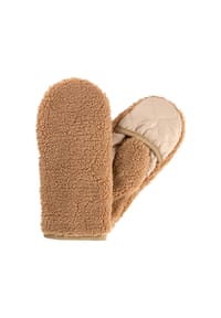 camel active - Teddy Handschuhe in einem Materialmix - Hellkhaki