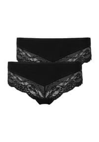 SNOCKS - Hipster, 2er-Pack, Spitzen-Details, für Damen - 9 BLACK