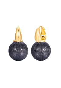 YOKOAMii - Creolen gelbgold Epoxy dunkelblau - gelbgold