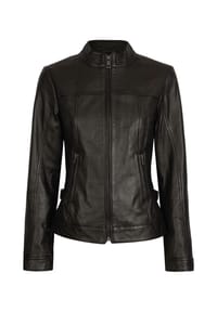 bugatti - Lederjacke BULady-139 mit verstellbarem Taillengurt - black