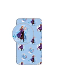 Disney - Disney Frozen Spannbettlaken 90x200 cm – Baumwolle – Kinderbett Bezug - Blau 90 x 200 + 25 cm