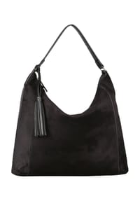 TOM TAILOR - PIRA Schultertasche, Quastenanhänger, Reißverschluss, für Damen - BLACK
