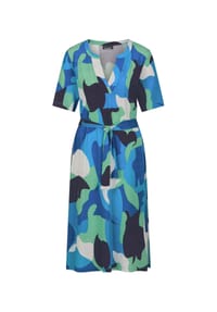 GOLDNER - Kurzgröße:  Druckkleid mit organischem Muster - blau / grün / gemustert