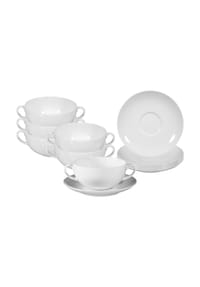 Seltmann Weiden Suppentassen mit Untertassen Rondo/Liane 360 ml 6er Set weiß - RONDO - weiß