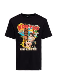 KING KEROSIN - Print-Shirt mit Tiki-Artwork Print Kon-Tiki - schwarz