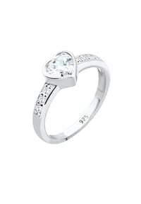 elli. - Ring Herz Symbol Verlobung Zirkonia 925 Sterling Silber - Gold