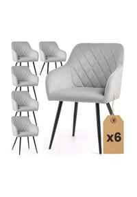 Akord - VELTO Gesteppte Esszimmerstühle aus Samt, 6er-Set - beige