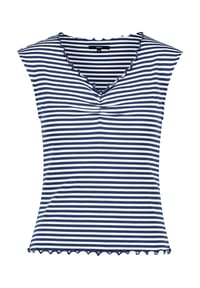 zero - Halbarm-Shirt mit Raffung - Blue/White