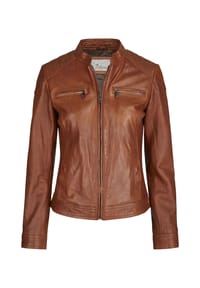 7eleven - Lederjacke SEGRETA mit Ziersteppungen - Cognac