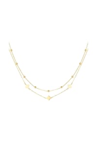Adelia's - Layering-Halskette mit Kleeblatt und Kugeldetails 41 cm + 5 cm - goldfarben