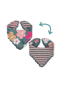 sigikid® - Wendehalstuch Pony Love , für Babys - Rosa/Grün gestreift und Grün mit Alloverprint