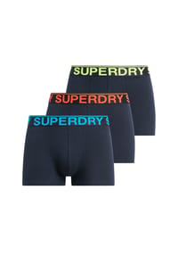 Superdry. - Herren Boxershorts, 3er Pack - Trunk Triple Pack, Logobund, Cotton Stretch - Dunkelblau