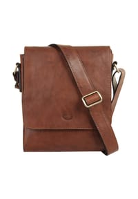 piké - Umhängetasche Echt Leder, Made In Italy - braun