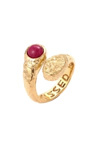 HAZE & GLORY - Ring Onyx Rot 925 Sterling Silber Vergoldet - Sunkissed - Gold