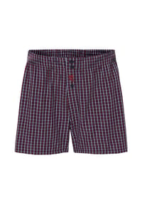 El Búho NOCTURNO® - Klassische Herren-Boxershorts, Popeline-Stoff, Baumwolle, kariert - rot