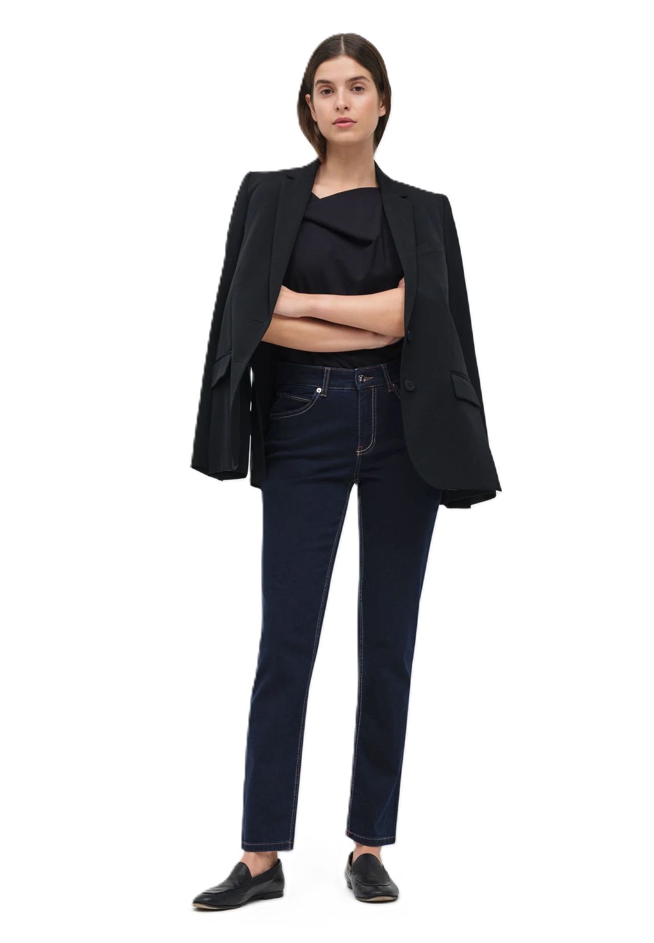 Mac Melanie Jeans, Straight Fit, GüRtelschlaufe, FüR Damen, Blau, 44/L30