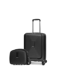 REDOLZ Essentials 14 - Essentials 14 Kofferset 2 tlg. Kabinentrolley mit Dehnfalte + Beautycase - aubergine metallic