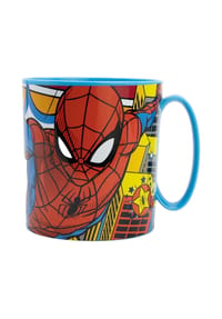 MARVEL - Spiderman Becher Mikrowellengeeigneter Kunststoffbecher 390?ml – Motiv - Blau 9x8x11cm
